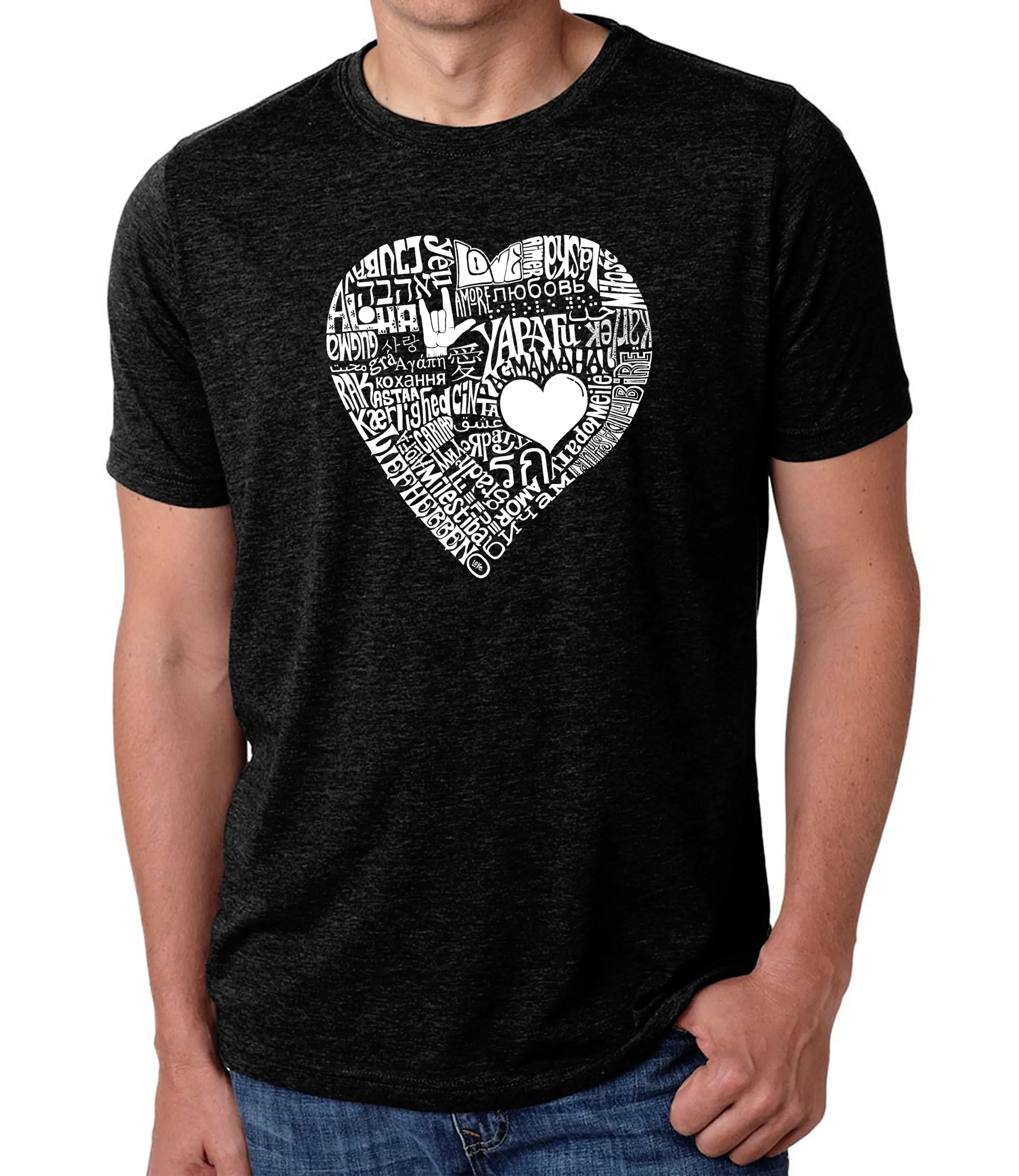 LOVE IN 44 DIFFERENT LANGUAGES - Men's Premium Blend Word Art T-Shirt sold by LA Pop Art