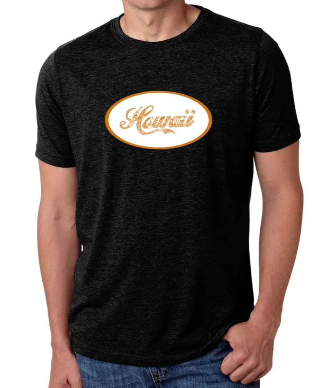 HAWAIIAN ISLAND NAMES & IMAGERY - Men's Premium Blend Word Art T-Shirt sold by LA Pop Art