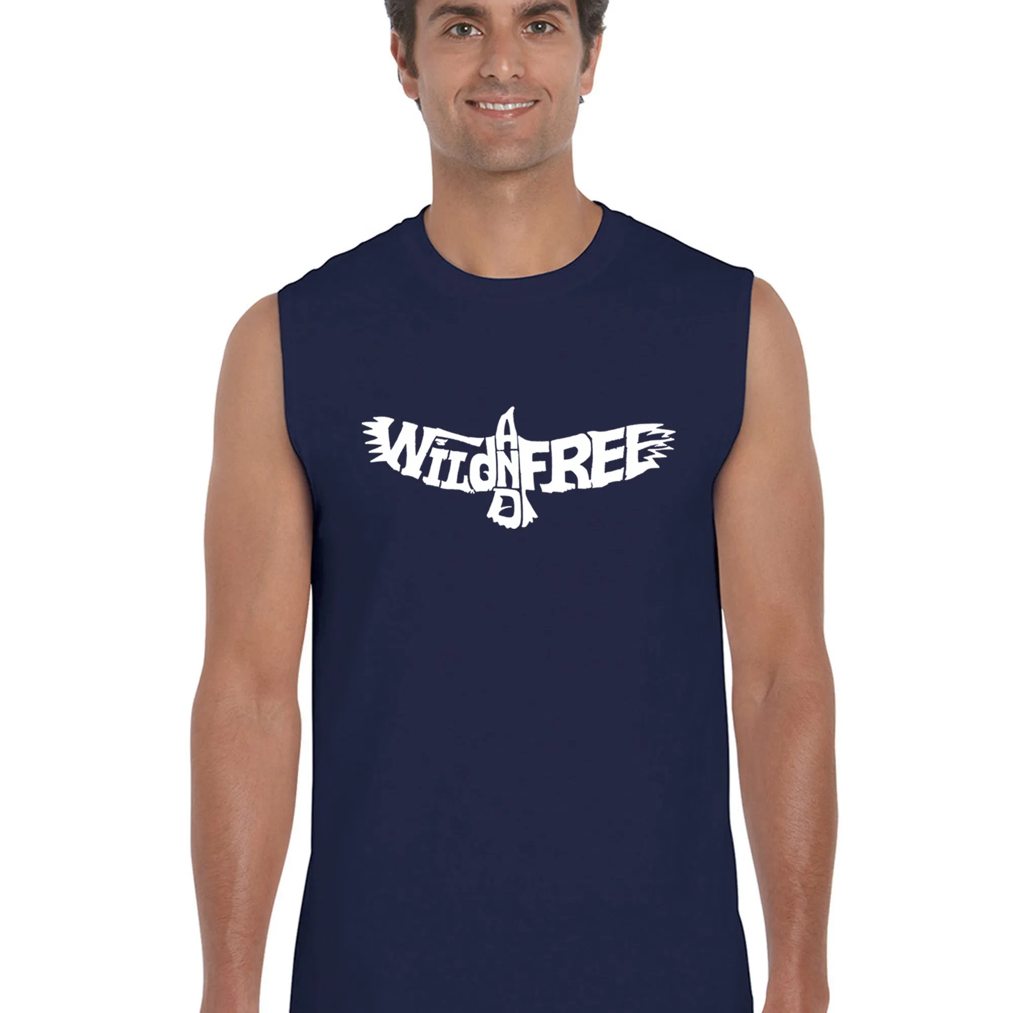Wild and Free Eagle - Men's Word Art Sleeveless T-Shirt sold by LA Pop Art product image thumbnail 3