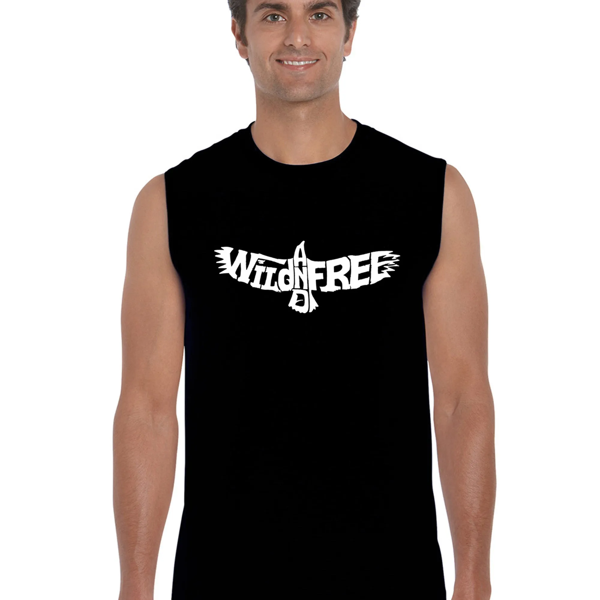 Wild and Free Eagle - Men's Word Art Sleeveless T-Shirt sold by LA Pop Art