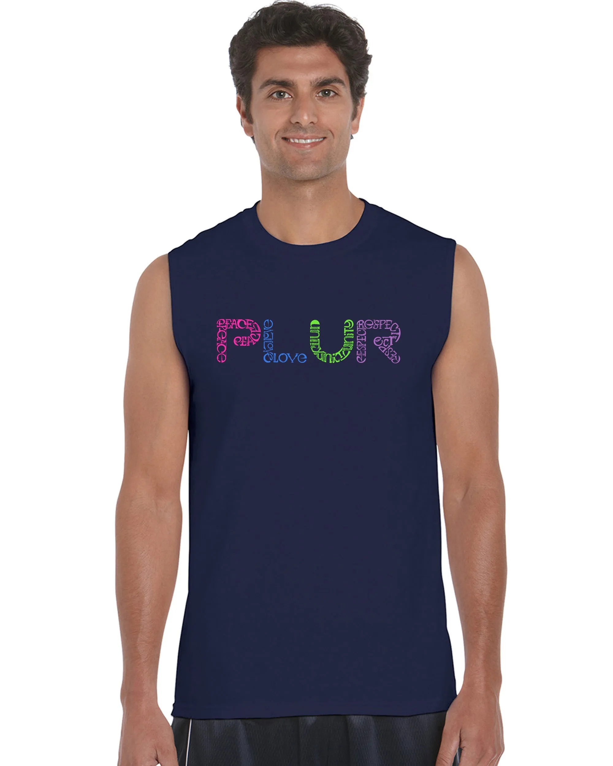 PLUR -  Men's Word Art Sleeveless T-Shirt sold by LA Pop Art product image thumbnail 3