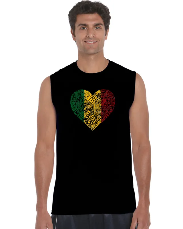 One Love Heart -  Men's Word Art Sleeveless T-Shirt sold by LA Pop Art