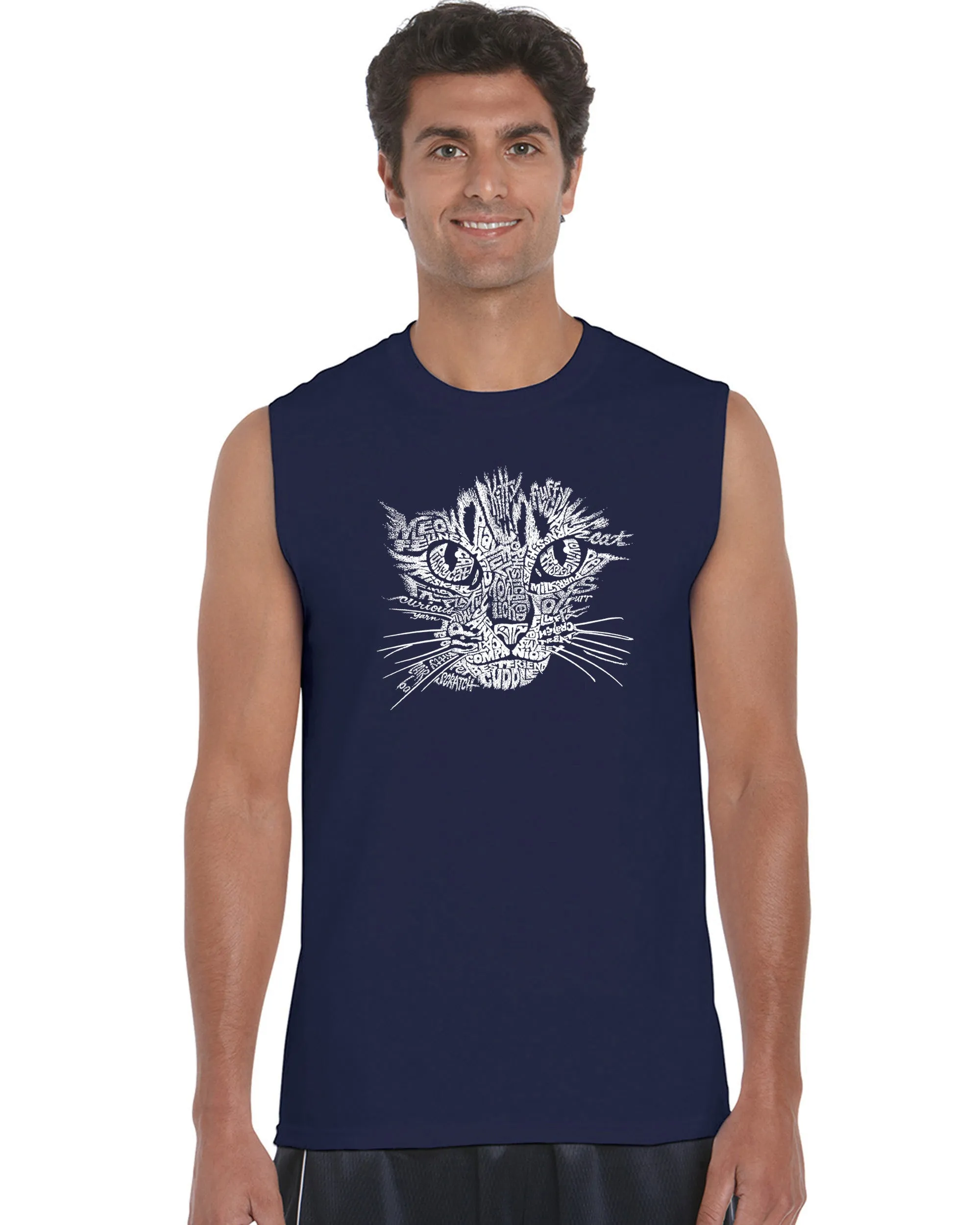 Cat Face - Men's Word Art Sleeveless T-Shirt sold by LA Pop Art product image thumbnail 3