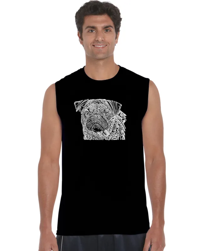 Pug Face - Men's Word Art Sleeveless T-Shirt sold by LA Pop Art