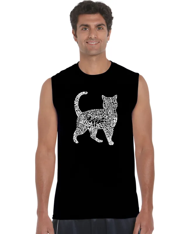 Cat - Men's Word Art Sleeveless T-Shirt sold by LA Pop Art