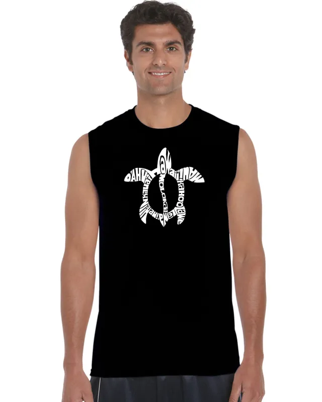 Honu Turtle Hawaiian Islands - Men's Word Art Sleeveless T-Shirt sold by LA Pop Art