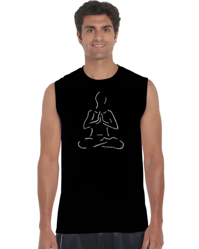 POPULAR YOGA POSES - Men's Word Art Sleeveless T-Shirt sold by LA Pop Art
