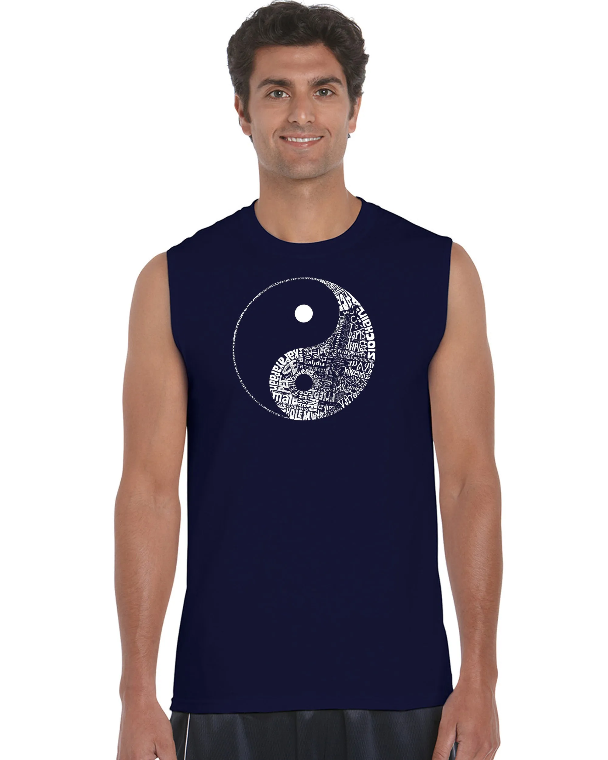 YIN YANG - Men's Word Art Sleeveless T-Shirt sold by LA Pop Art product image thumbnail 3