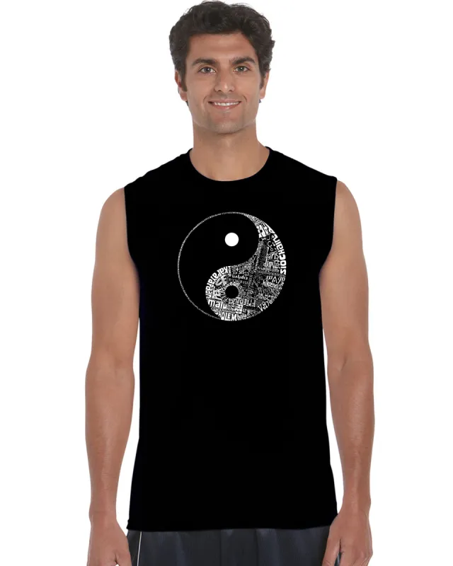 YIN YANG - Men's Word Art Sleeveless T-Shirt sold by LA Pop Art
