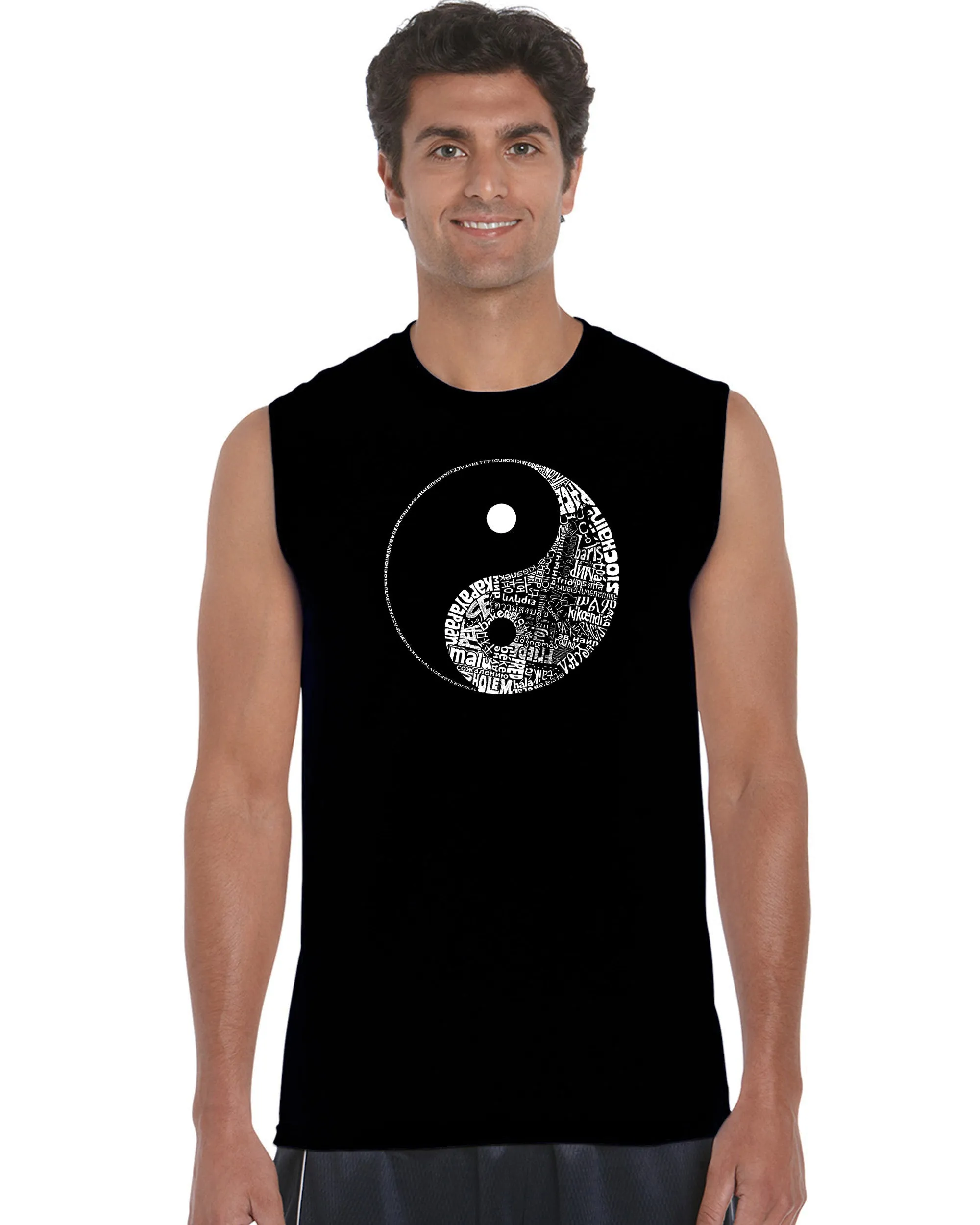 YIN YANG - Men's Word Art Sleeveless T-Shirt sold by LA Pop Art