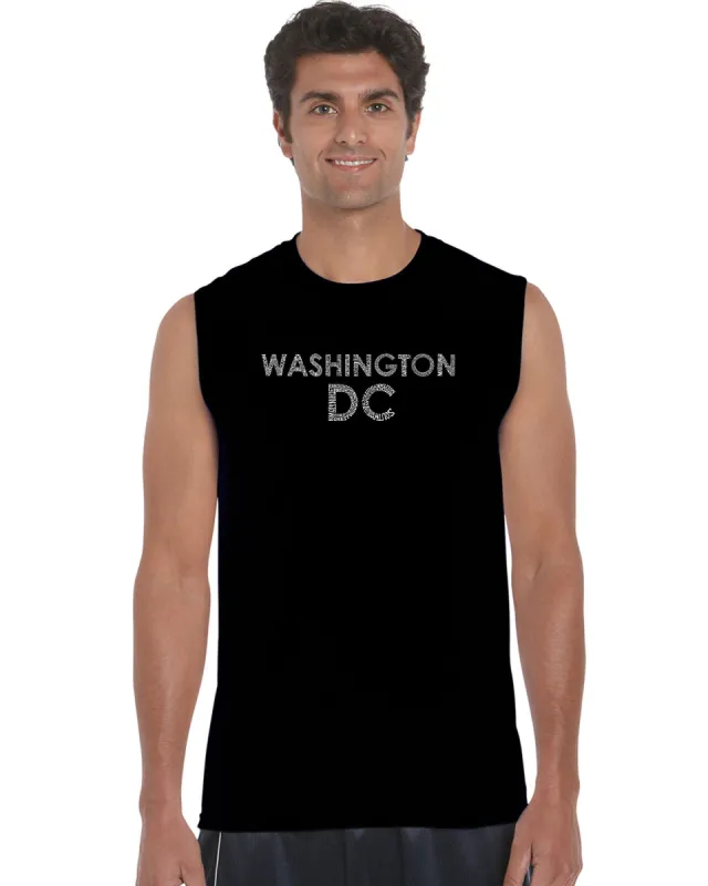 WASHINGTON DC NEIGHBORHOODS - Men's Word Art Sleeveless T-Shirt sold by LA Pop Art