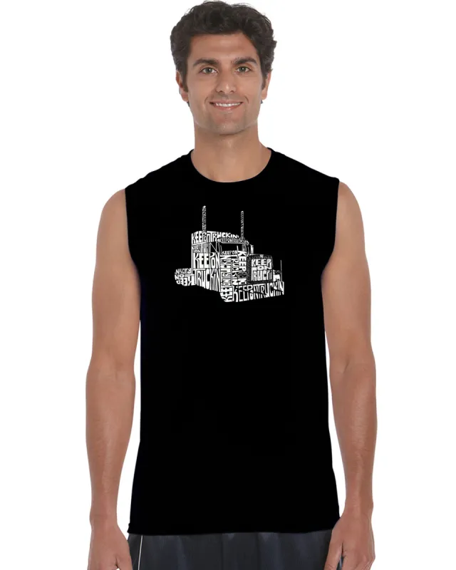 KEEP ON TRUCKIN' - Men's Word Art Sleeveless T-Shirt sold by LA Pop Art