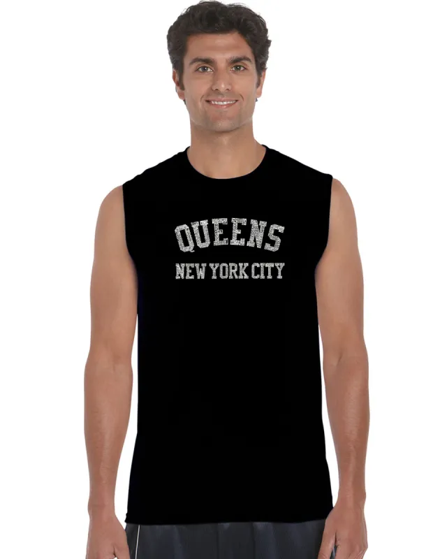 POPULAR NEIGHBORHOODS IN QUEENS, NY - Men's Word Art Sleeveless T-Shirt sold by LA Pop Art