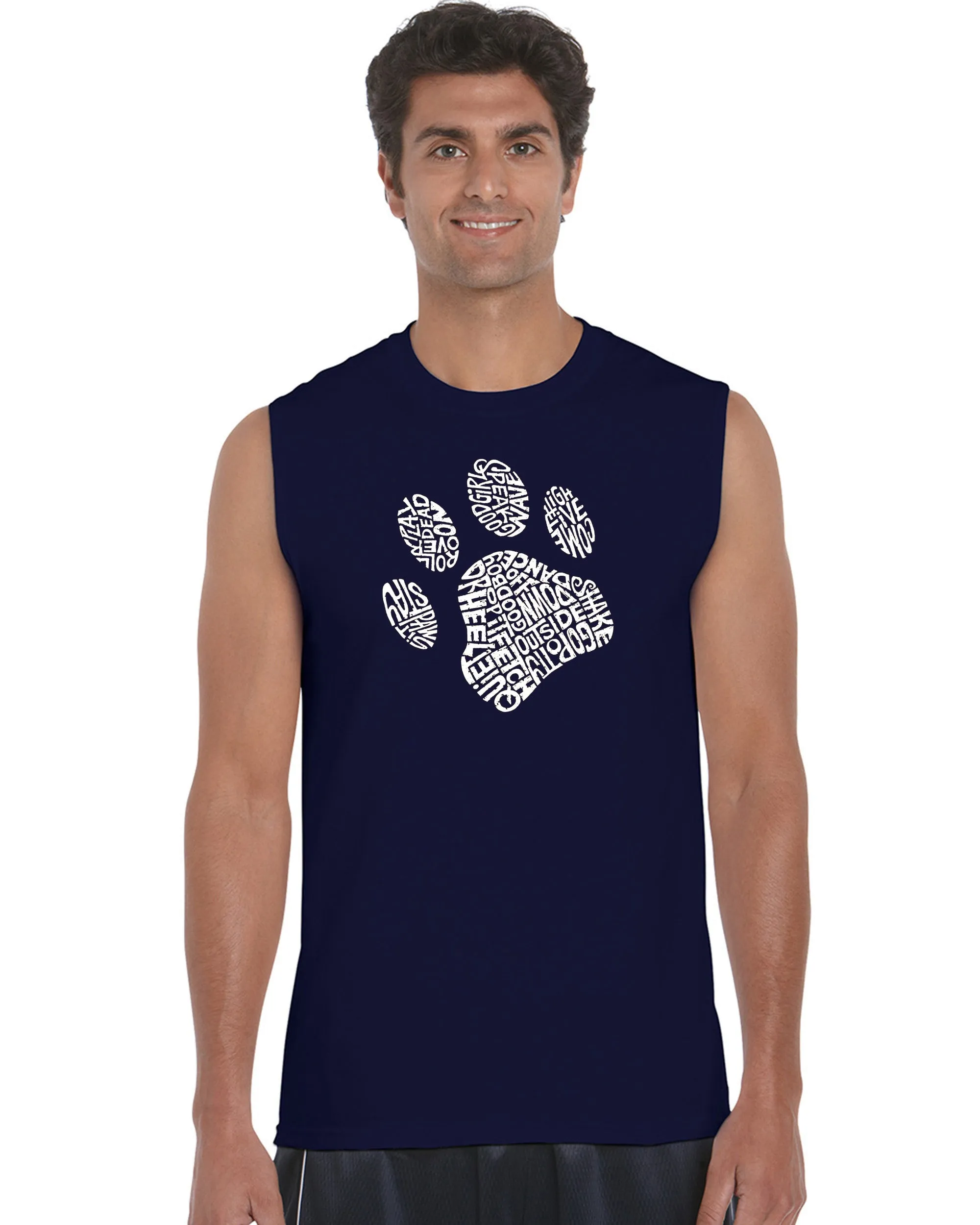 Dog Paw - Men's Word Art Sleeveless T-Shirt sold by LA Pop Art product image thumbnail 3