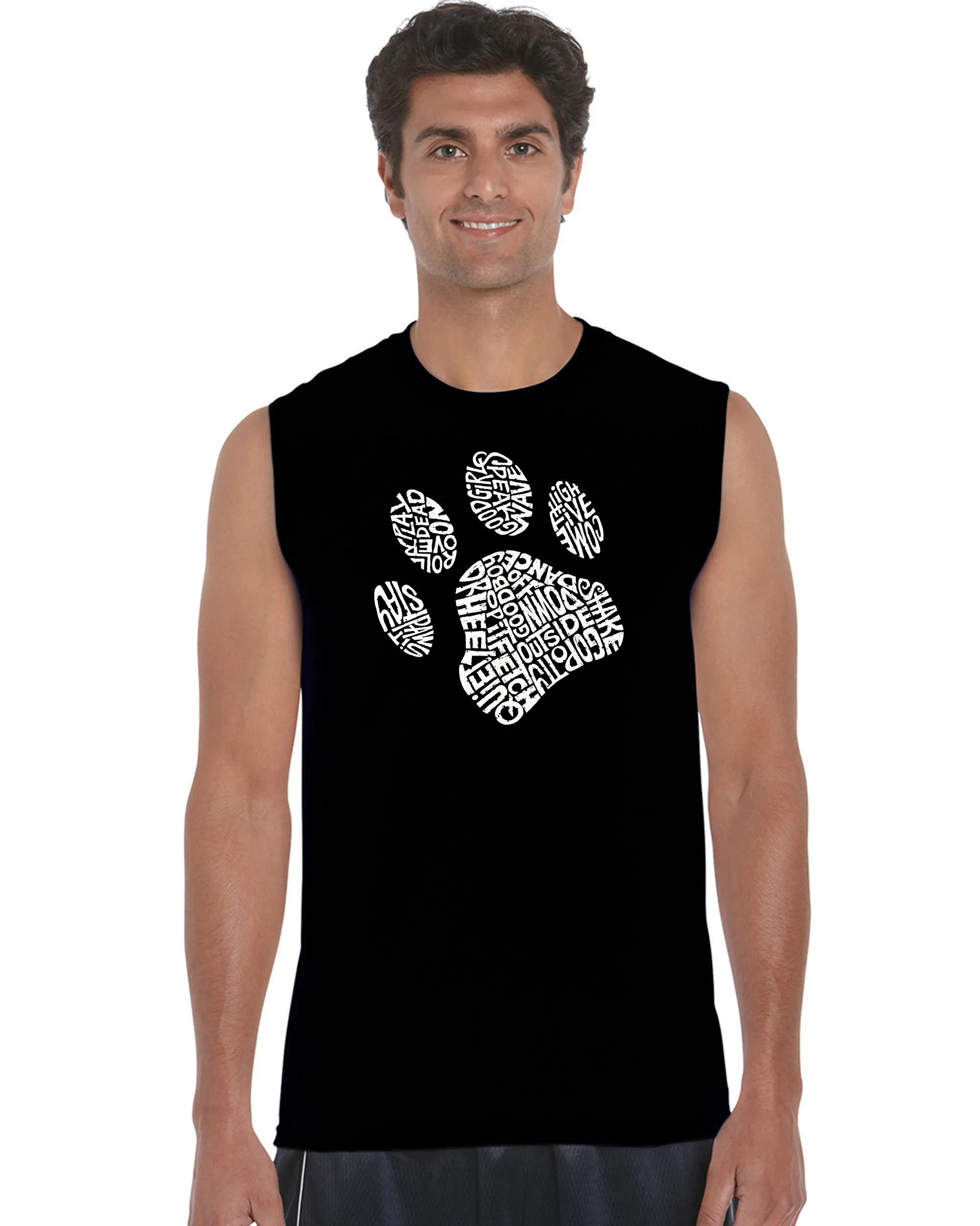 Dog Paw - Men's Word Art Sleeveless T-Shirt sold by LA Pop Art