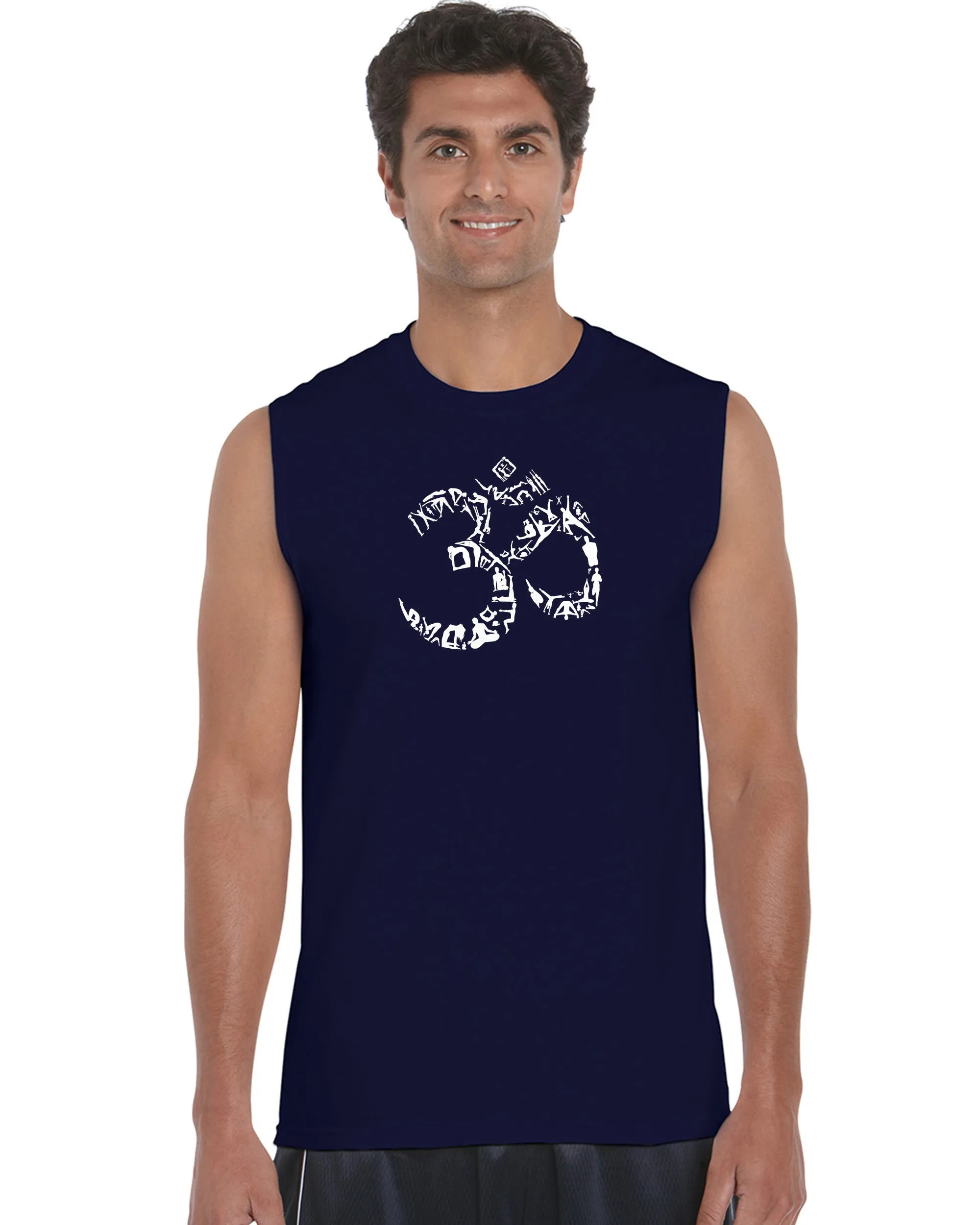 THE OM SYMBOL OUT OF YOGA POSES - Men's Word Art Sleeveless T-Shirt sold by LA Pop Art product image thumbnail 3