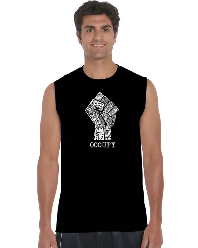 OCCUPY FIGHT THE POWER - Men's Word Art Sleeveless T-Shirt sold by LA Pop Art