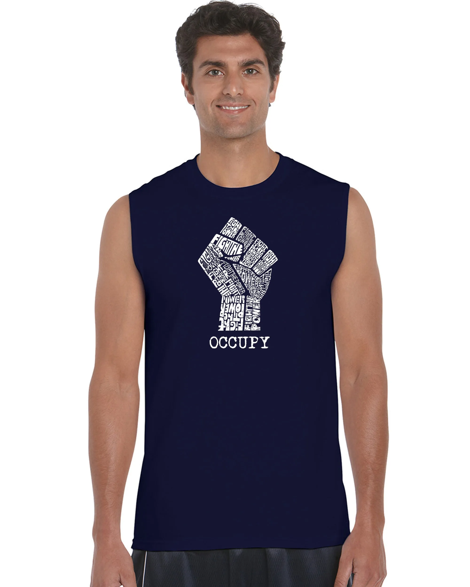 OCCUPY FIGHT THE POWER - Men's Word Art Sleeveless T-Shirt sold by LA Pop Art product image thumbnail 3