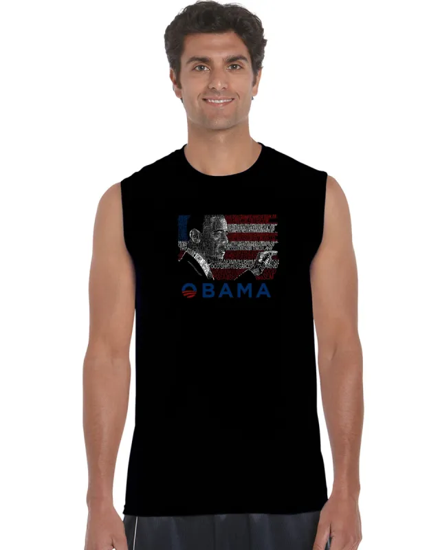 OBAMA AMERICA THE BEAUTIFUL - Men's Word Art Sleeveless T-Shirt sold by LA Pop Art