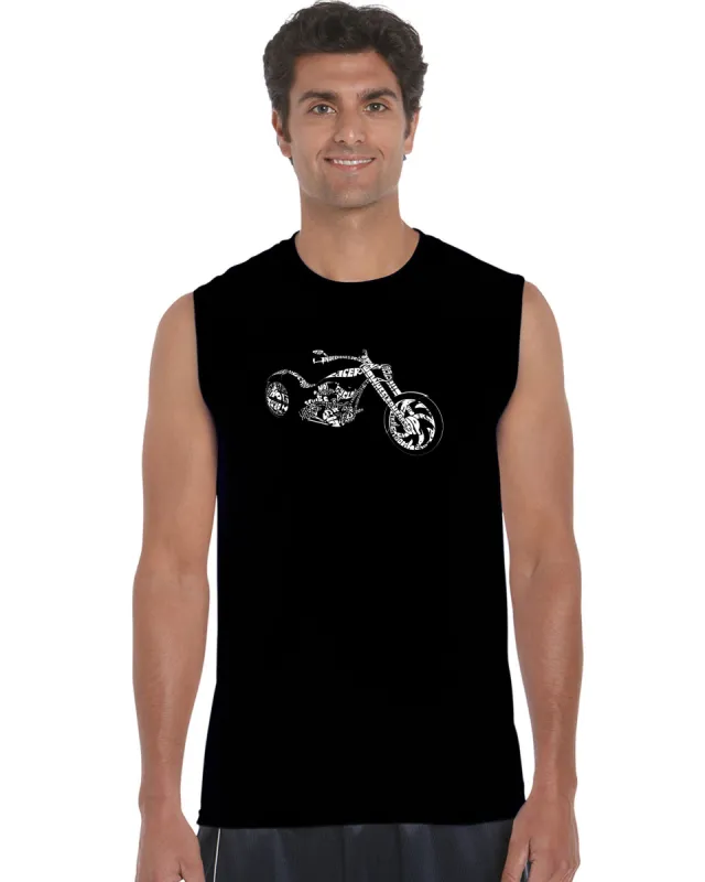 MOTORCYCLE - Men's Word Art Sleeveless T-Shirt sold by LA Pop Art