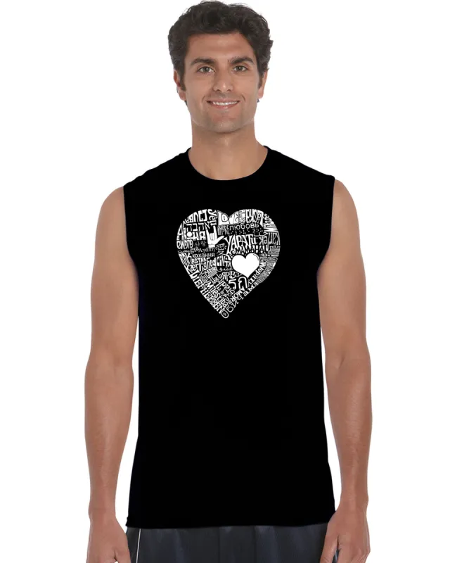 LOVE IN 44 DIFFERENT LANGUAGES - Men's Word Art Sleeveless T-Shirt sold by LA Pop Art