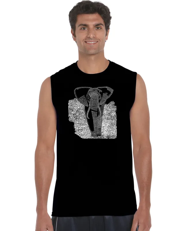 ELEPHANT - Men's Word Art Sleeveless T-Shirt sold by LA Pop Art