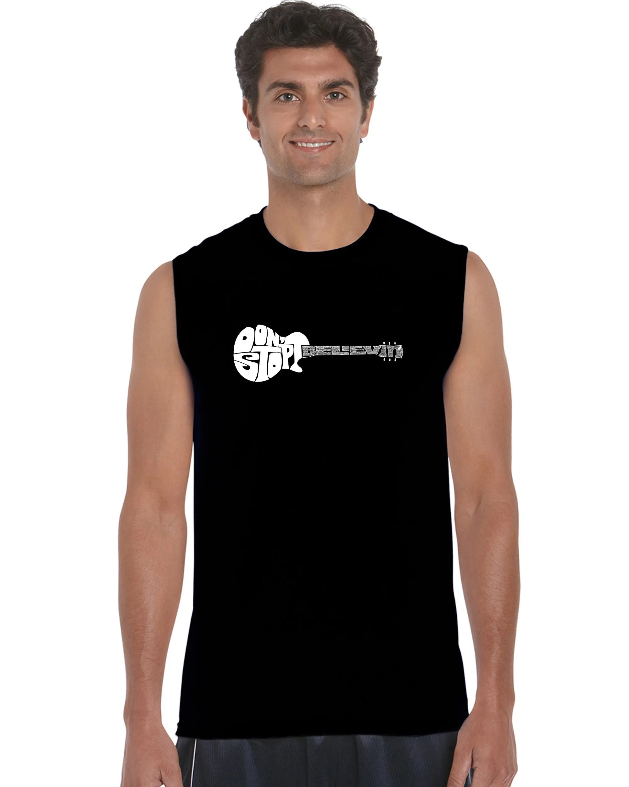 Don't Stop Believin' - Men's Word Art Sleeveless T-Shirt sold by LA Pop Art