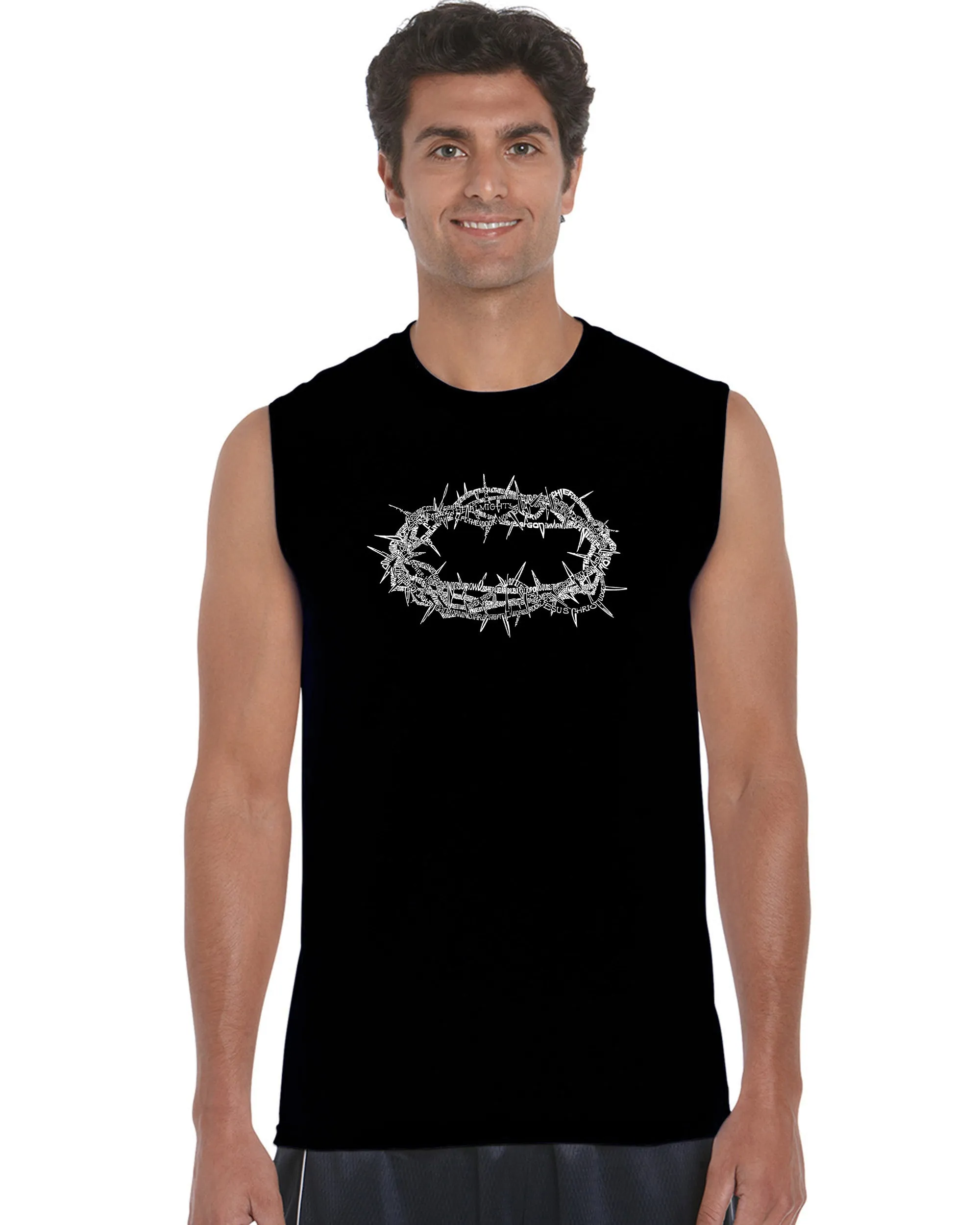 CROWN OF THORNS - Men's Word Art Sleeveless T-Shirt sold by LA Pop Art