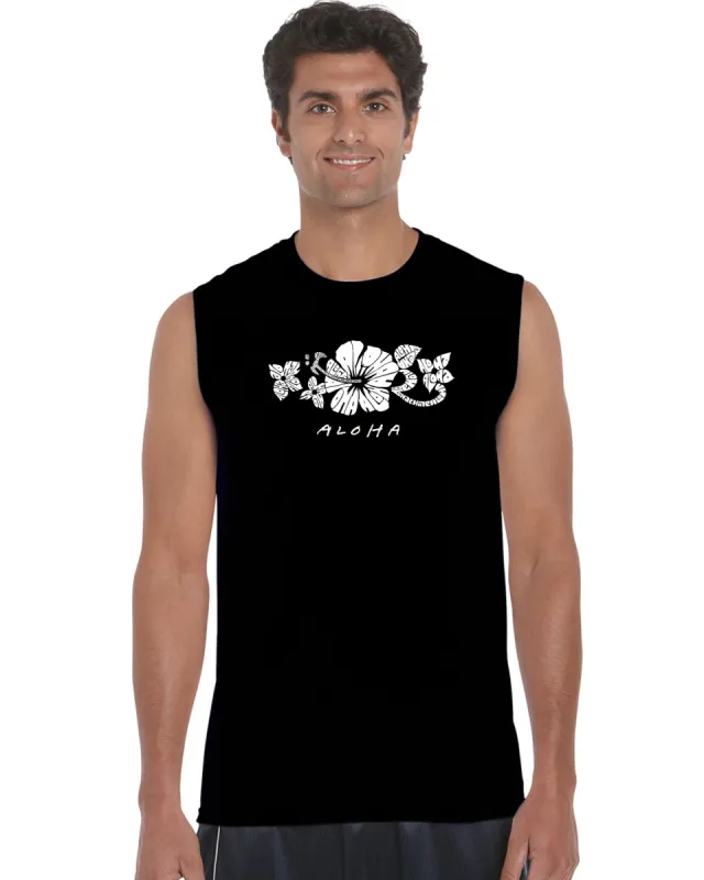 ALOHA - Men's Word Art Sleeveless T-Shirt sold by LA Pop Art