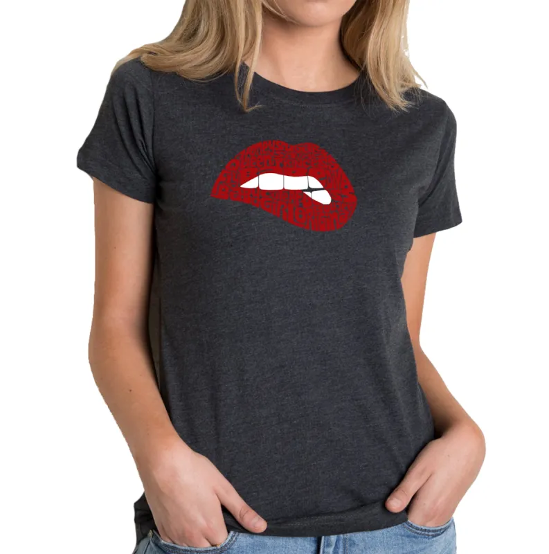 Savage Lips - Women's Premium Blend Word Art T-Shirt sold by LA Pop Art