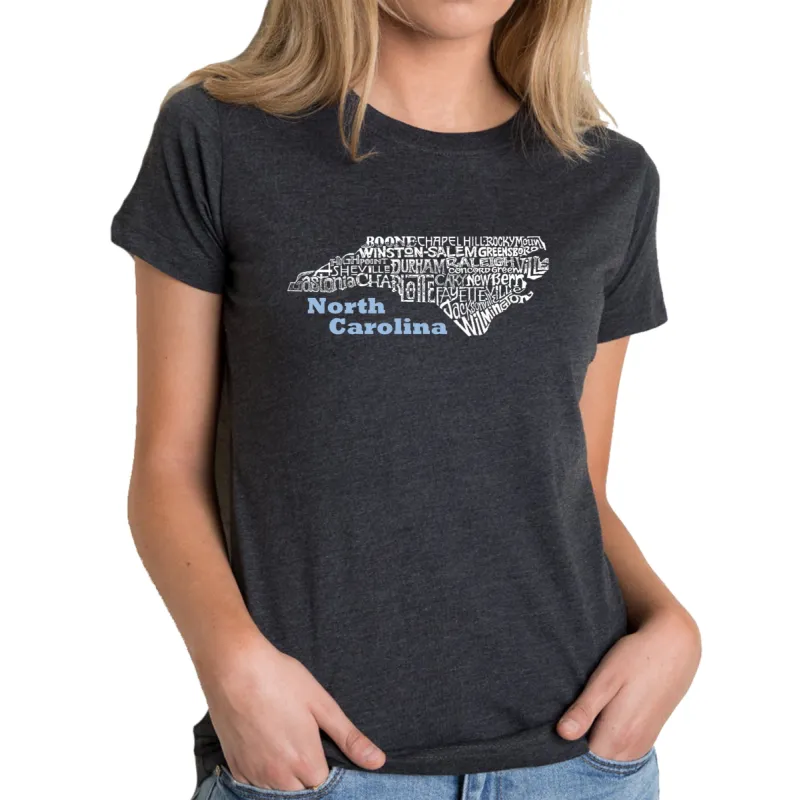 North Carolina - Women's Premium Blend Word Art T-Shirt sold by LA Pop Art