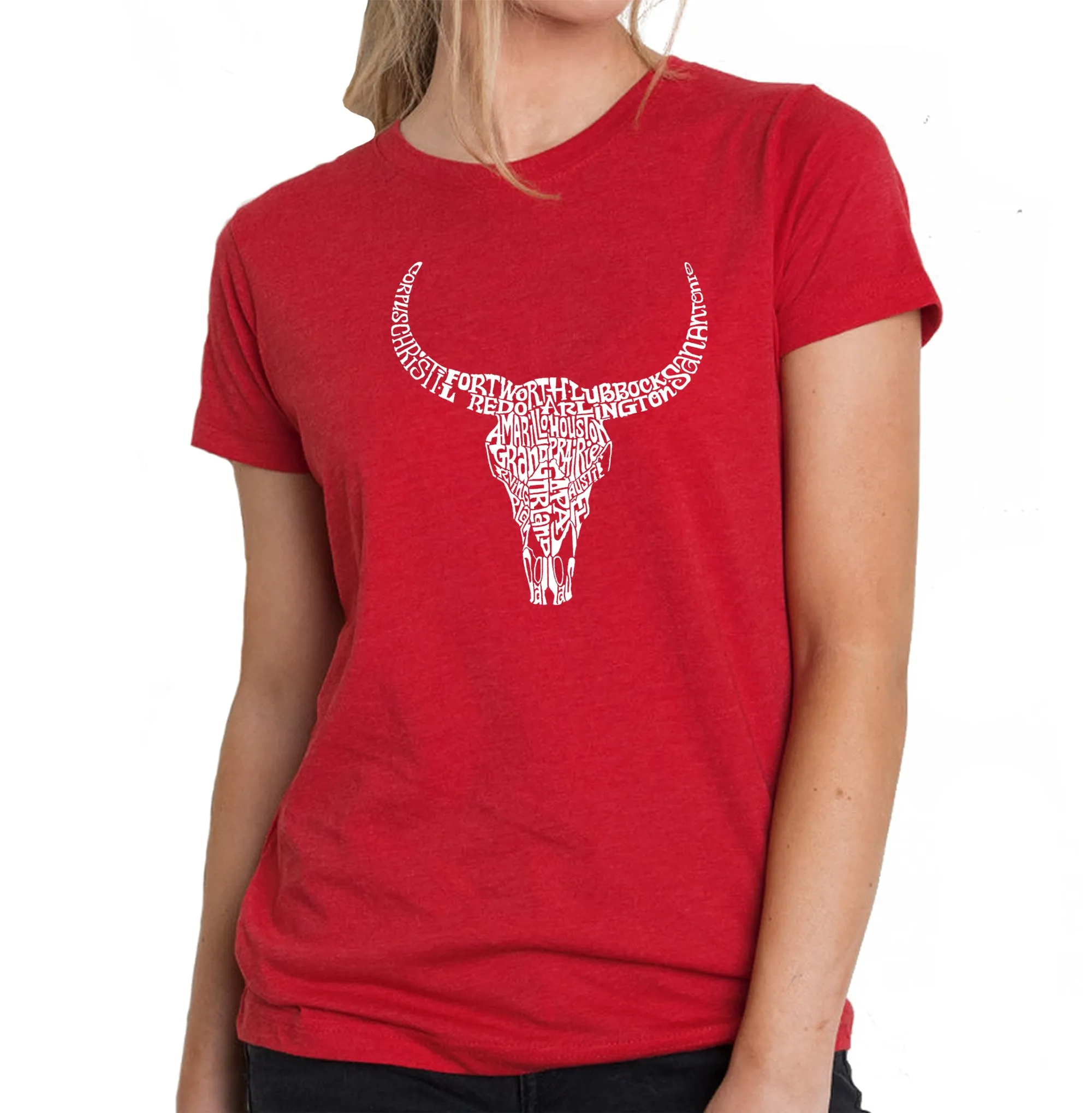 Texas Skull - Women's Premium Blend Word Art T-Shirt sold by LA Pop Art product image thumbnail 4