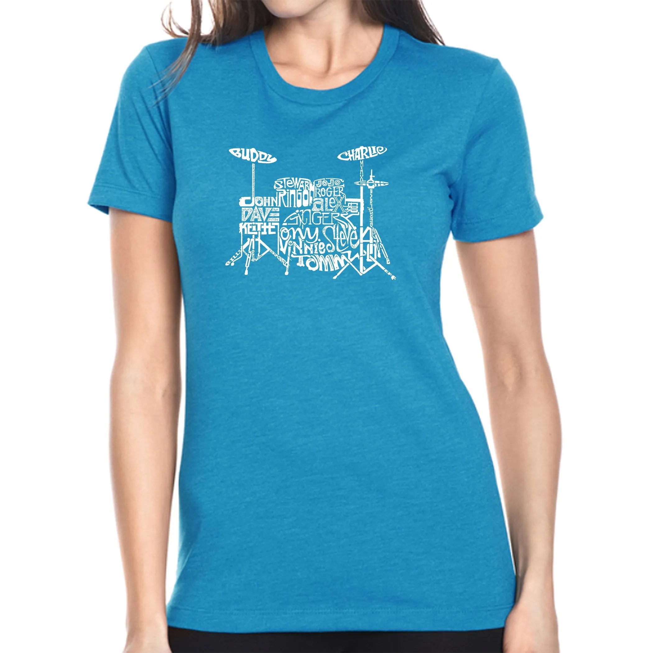 Drums - Women's Premium Blend Word Art T-Shirt sold by LA Pop Art product image thumbnail 5