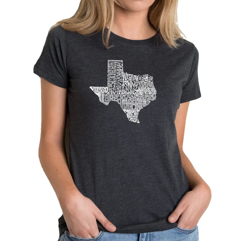 The Great State of Texas - Women's Premium Blend Word Art T-Shirt sold by LA Pop Art