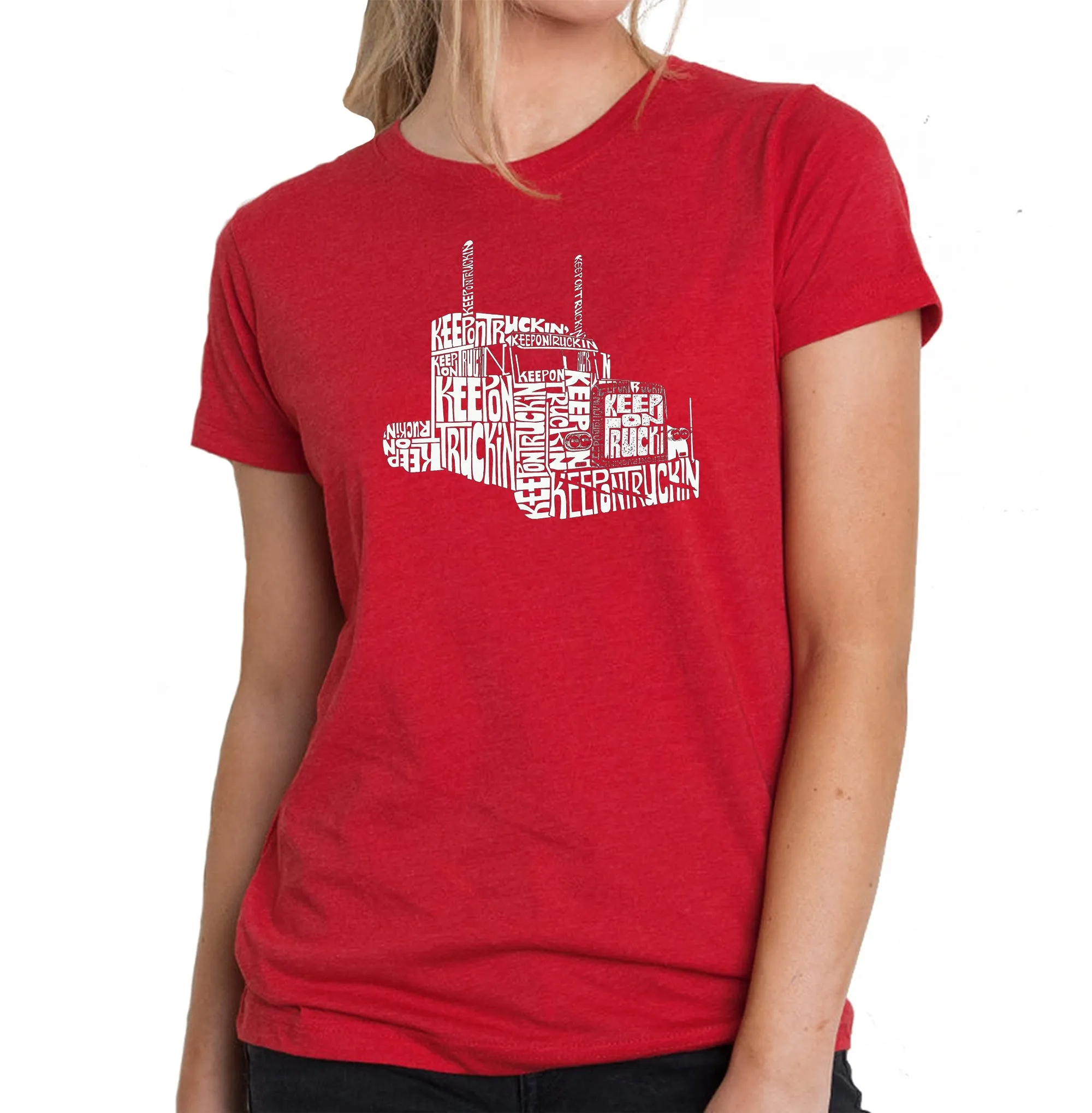 KEEP ON TRUCKIN' - Women's Premium Blend Word Art T-Shirt sold by LA Pop Art product image thumbnail 4