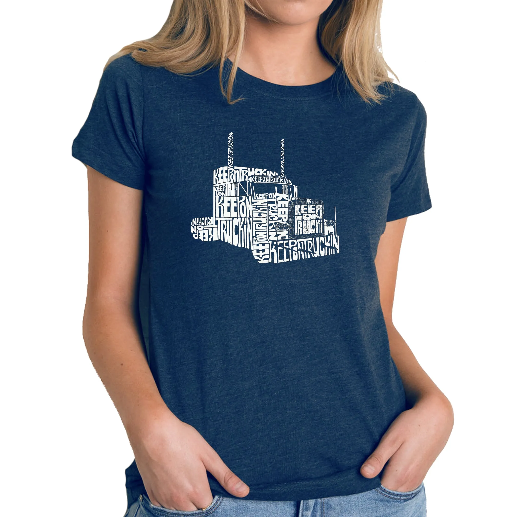 KEEP ON TRUCKIN' - Women's Premium Blend Word Art T-Shirt sold by LA Pop Art product image thumbnail 3
