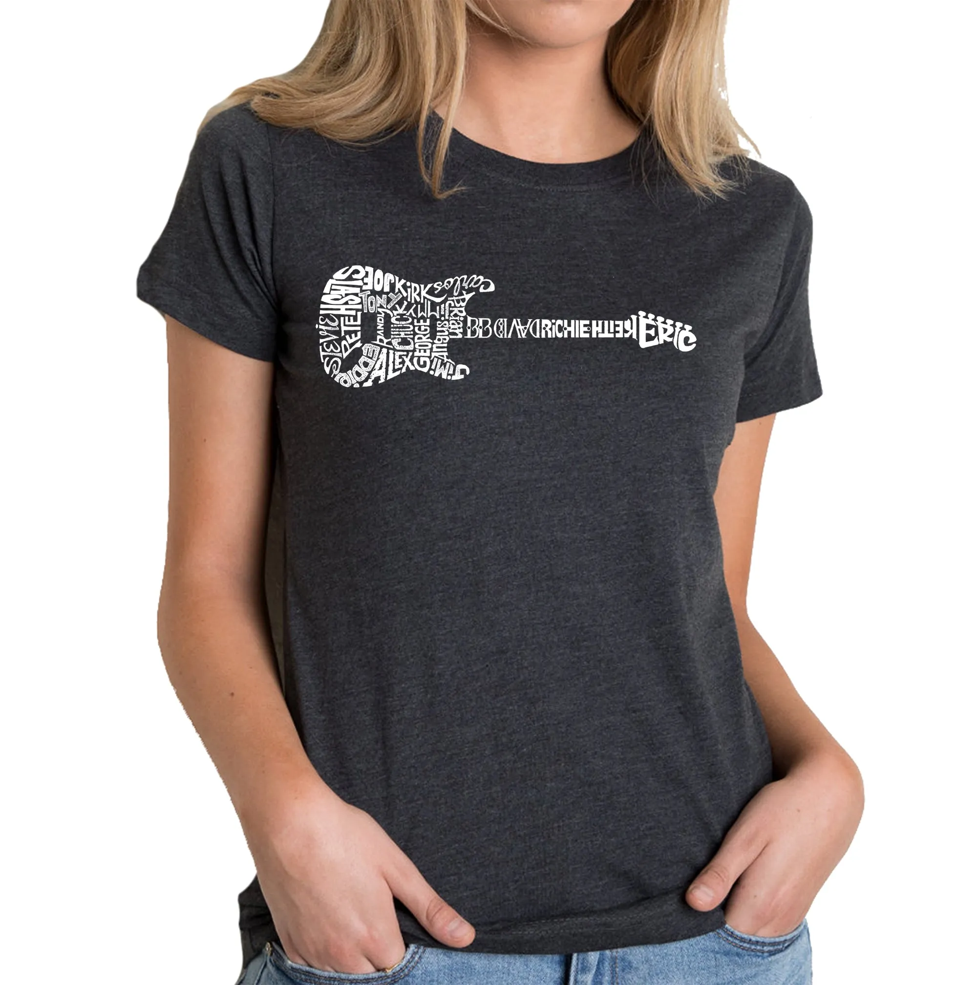 Rock Guitar - Women's Premium Blend Word Art T-Shirt sold by LA Pop Art