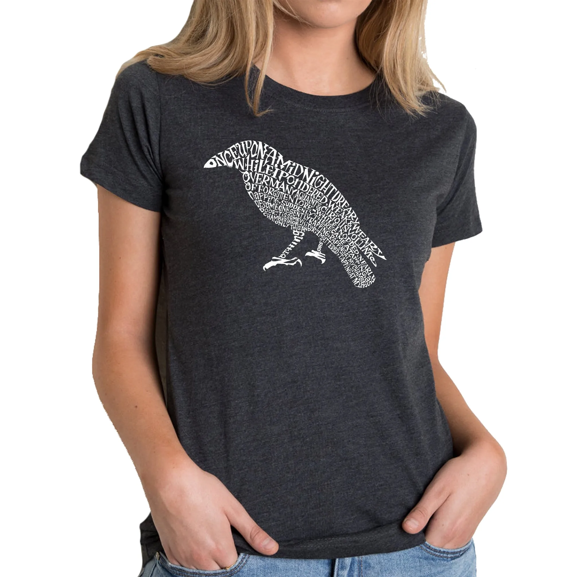 Edgar Allan Poe's The Raven - Women's Premium Blend Word Art T-Shirt sold by LA Pop Art