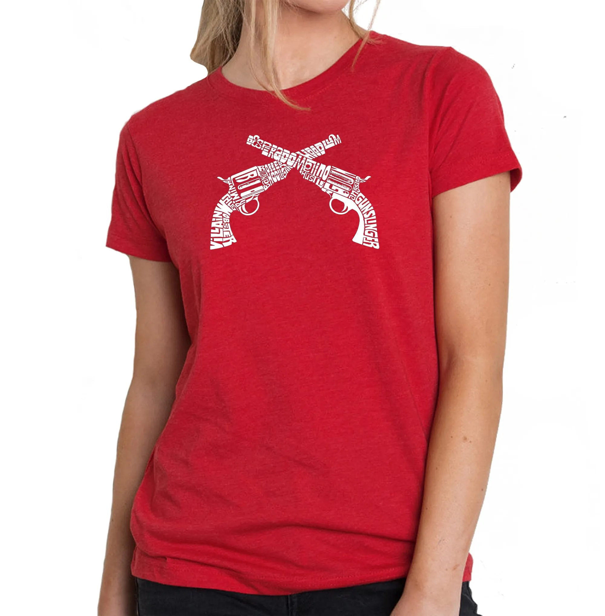 CROSSED PISTOLS - Women's Premium Blend Word Art T-Shirt sold by LA Pop Art product image thumbnail 4