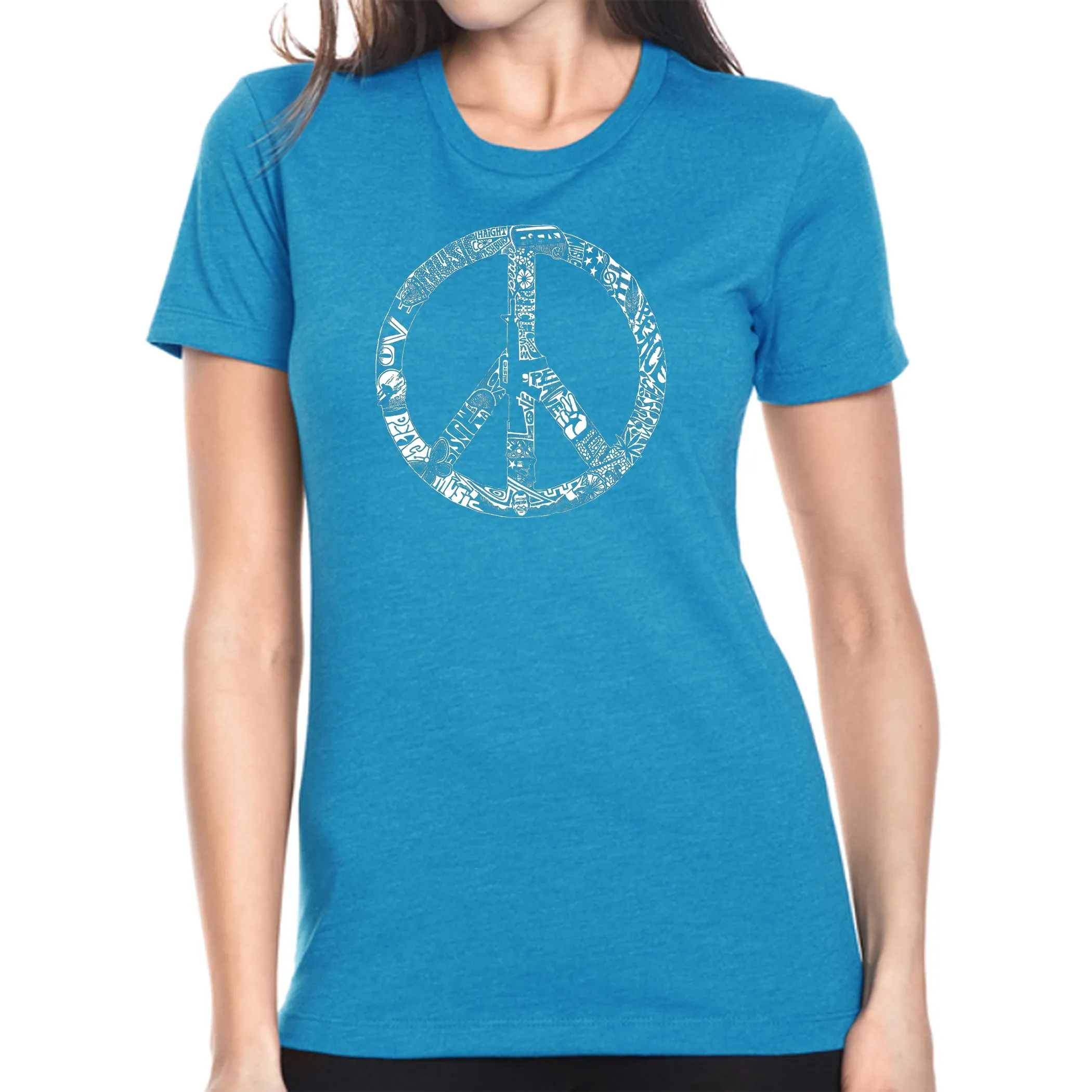 PEACE, LOVE, & MUSIC - Women's Premium Blend Word Art T-Shirt sold by LA Pop Art product image thumbnail 5