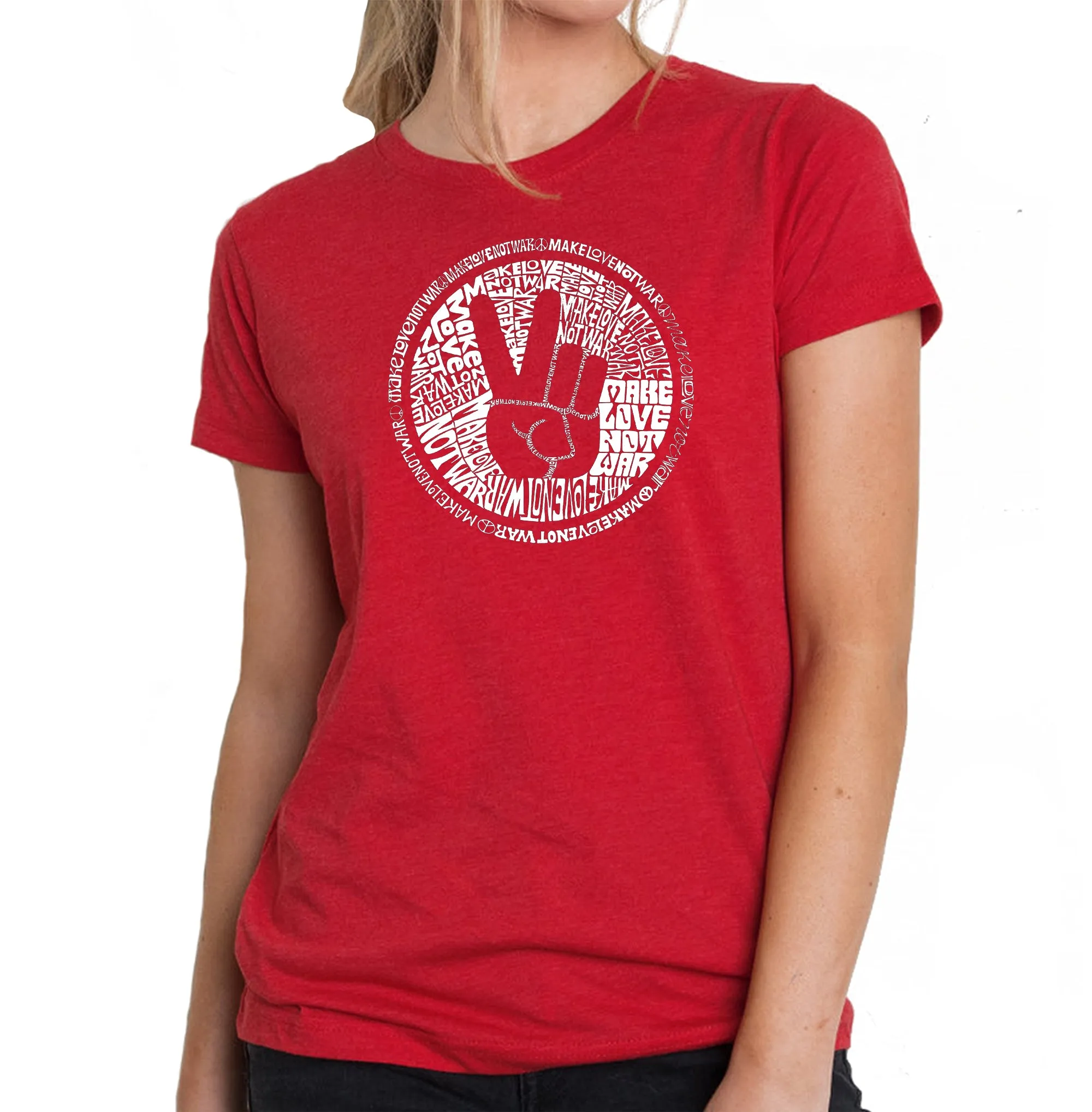 MAKE LOVE NOT WAR - Women's Premium Blend Word Art T-Shirt sold by LA Pop Art product image thumbnail 4