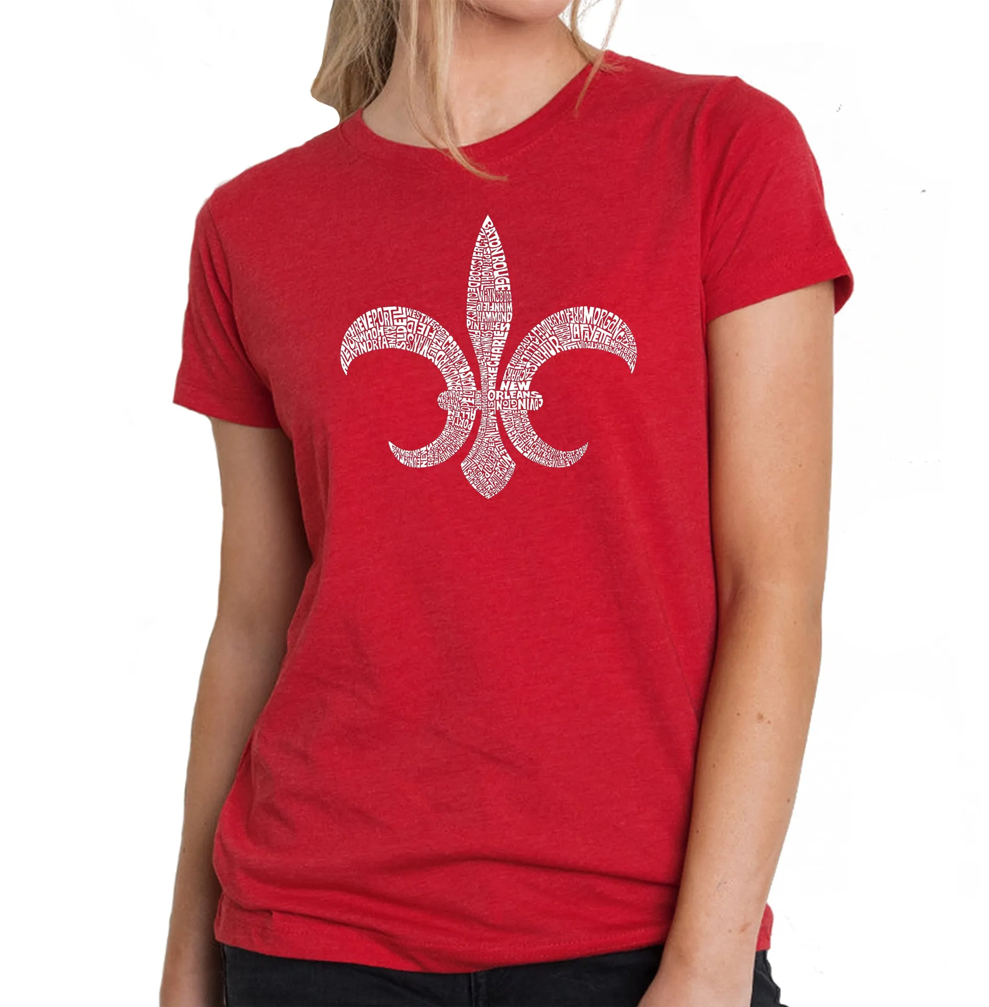 FLEUR DE LIS POPULAR LOUISIANA CITIES - Women's Premium Blend Word Art T-Shirt sold by LA Pop Art product image thumbnail 4