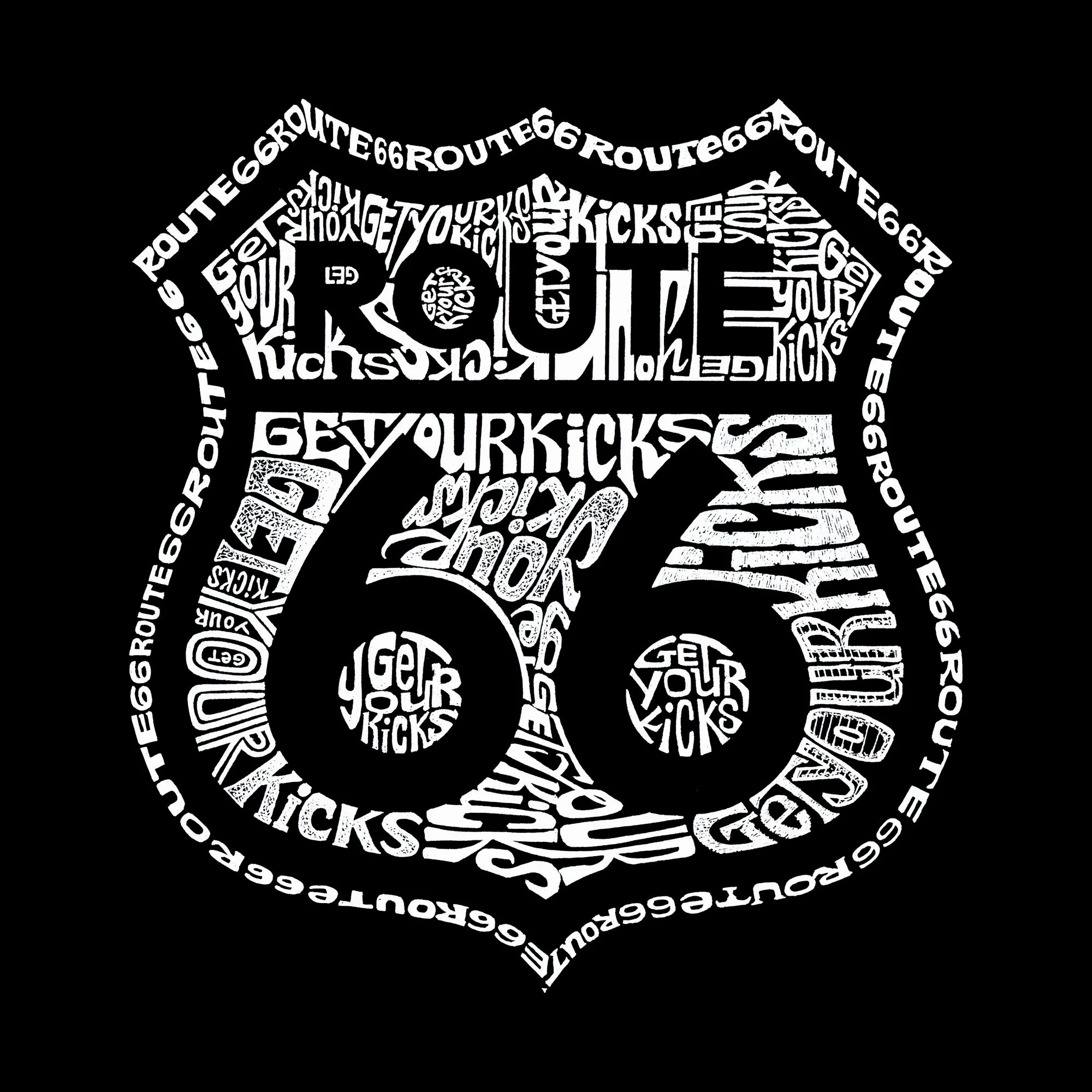 Get Your Kicks on Route 66 - Women's Premium Blend Word Art T-Shirt sold by LA Pop Art product image thumbnail 2