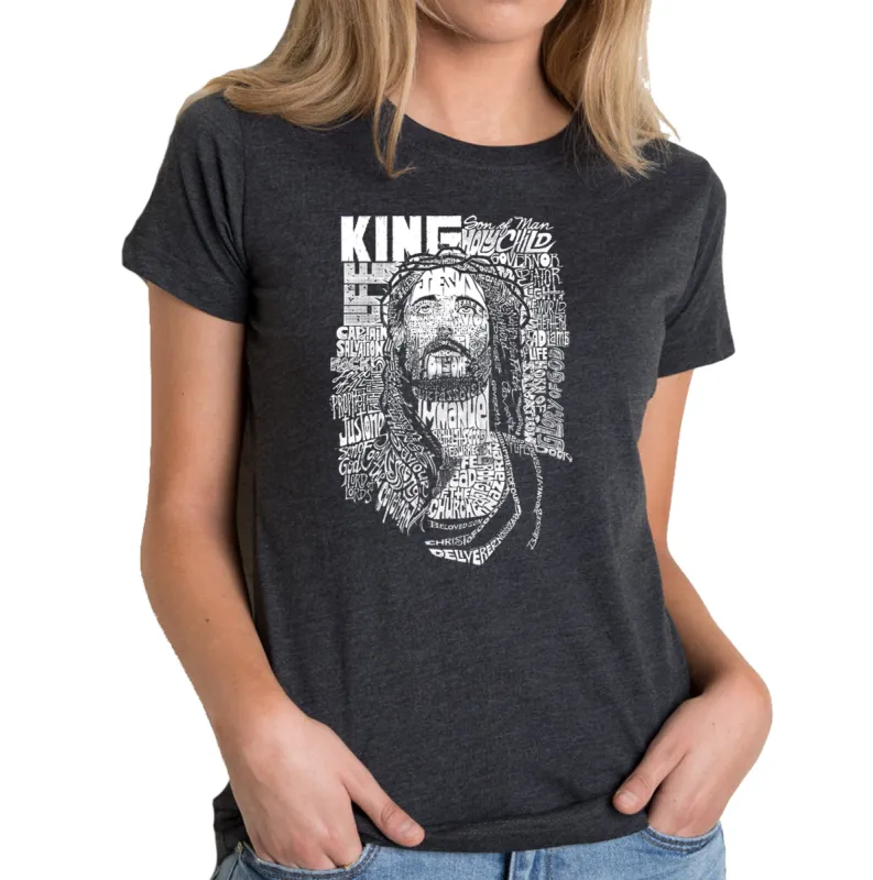 JESUS - Women's Premium Blend Word Art T-Shirt sold by LA Pop Art