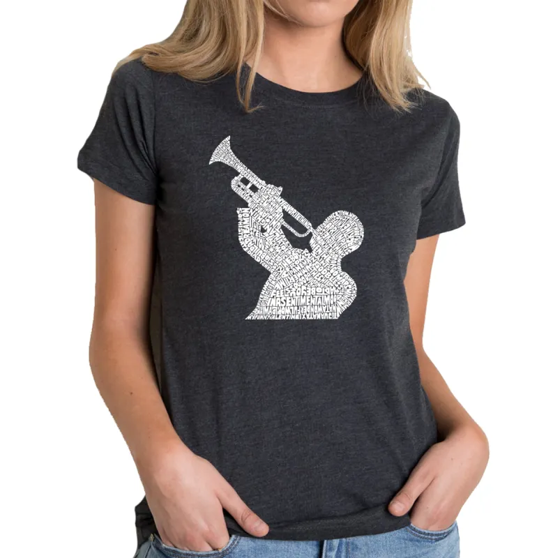 ALL TIME JAZZ SONGS - Women's Premium Blend Word Art T-Shirt sold by LA Pop Art