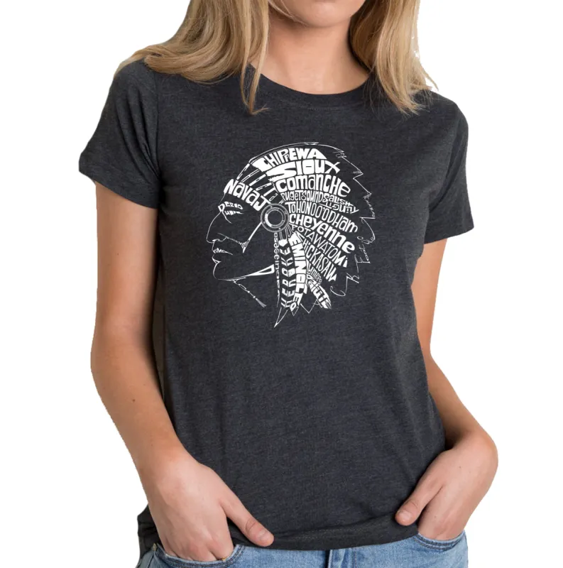 POPULAR NATIVE AMERICAN INDIAN TRIBES - Women's Premium Blend Word Art T-Shirt sold by LA Pop Art