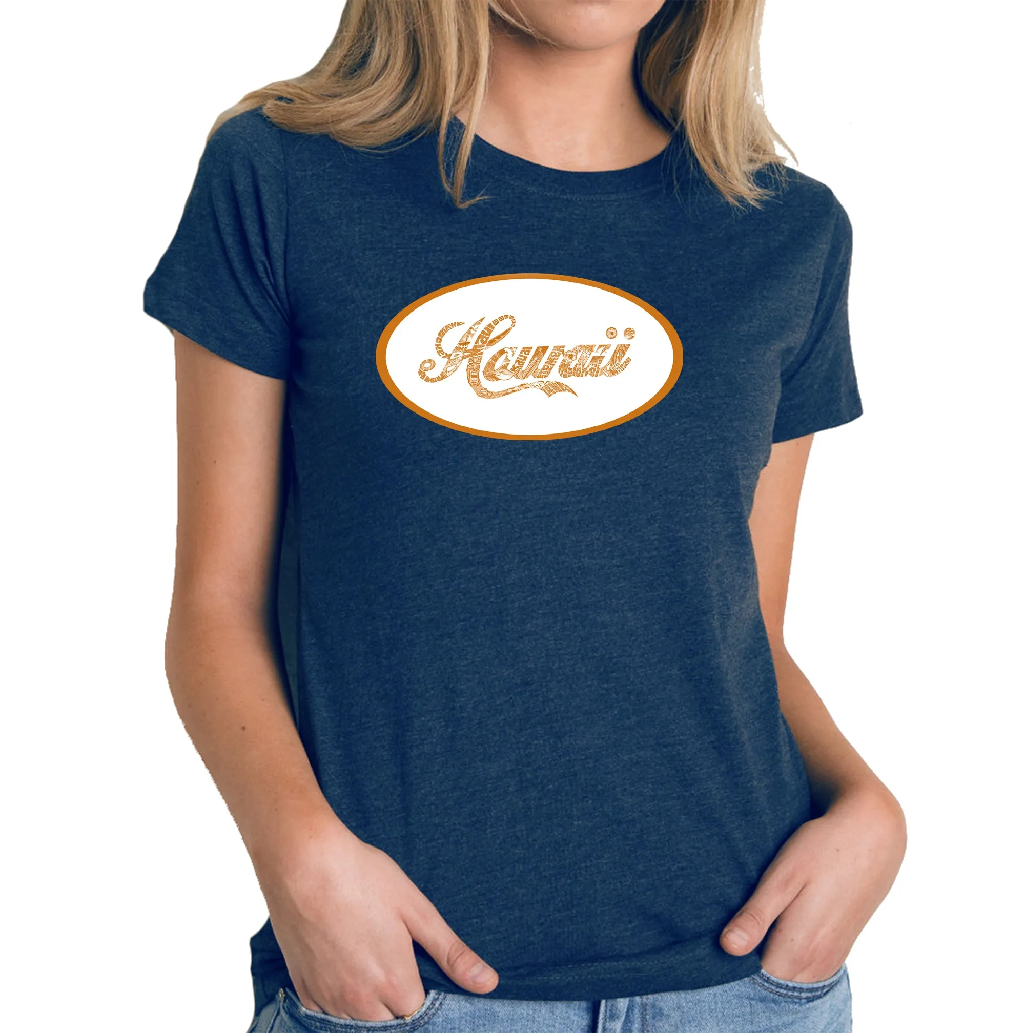 HAWAIIAN ISLAND NAMES & IMAGERY - Women's Premium Blend Word Art T-Shirt sold by LA Pop Art product image thumbnail 3