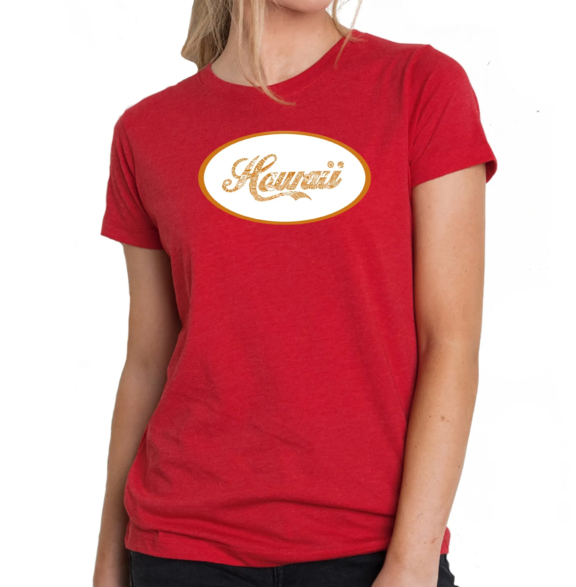 HAWAIIAN ISLAND NAMES & IMAGERY - Women's Premium Blend Word Art T-Shirt sold by LA Pop Art product image thumbnail 4