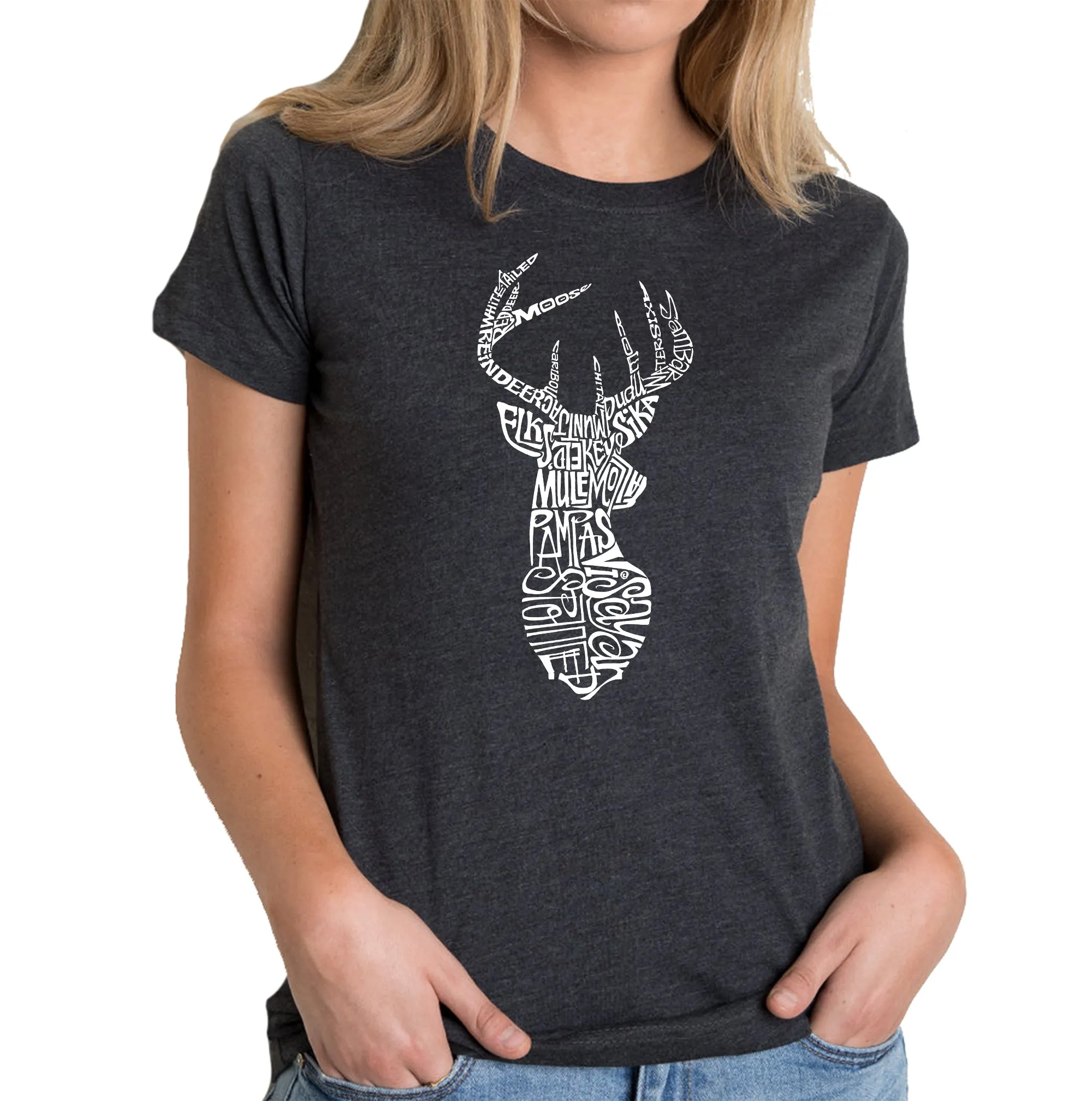 Types of Deer - Women's Premium Blend Word Art T-Shirt sold by LA Pop Art