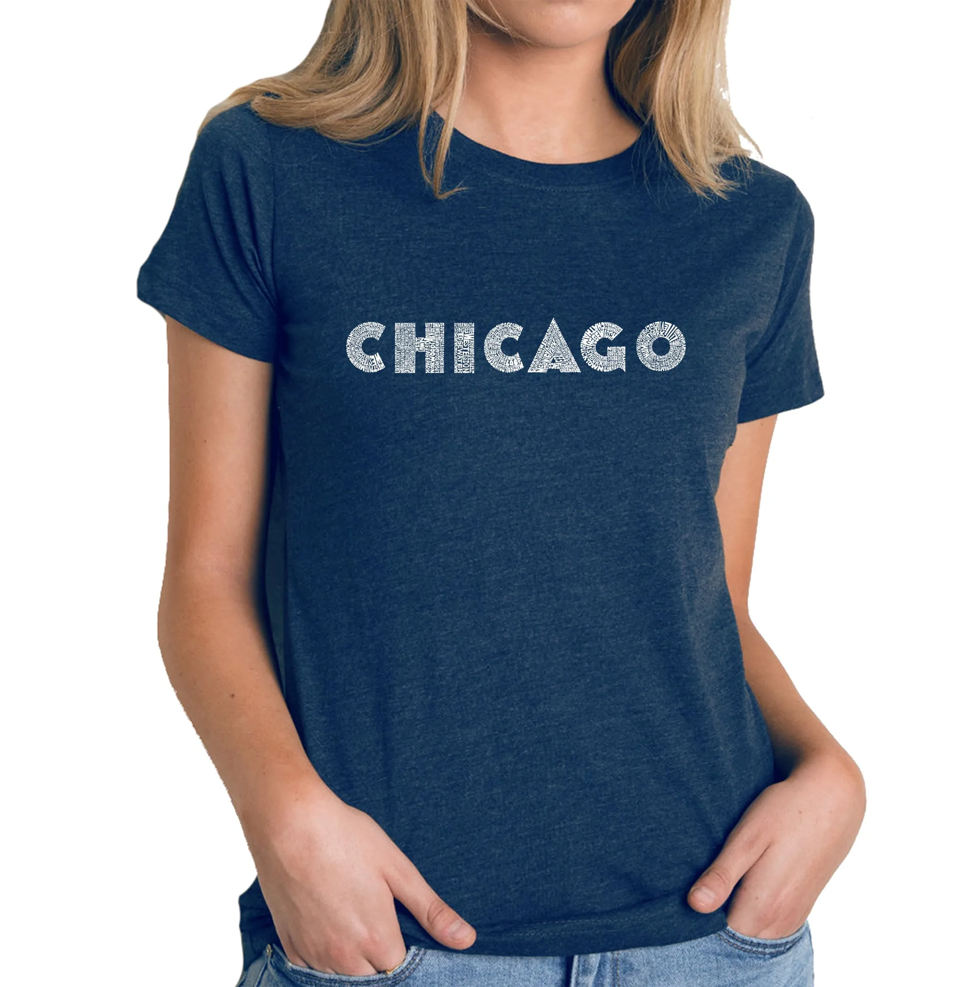 CHICAGO NEIGHBORHOODS - Women's Premium Blend Word Art T-Shirt sold by LA Pop Art product image thumbnail 3
